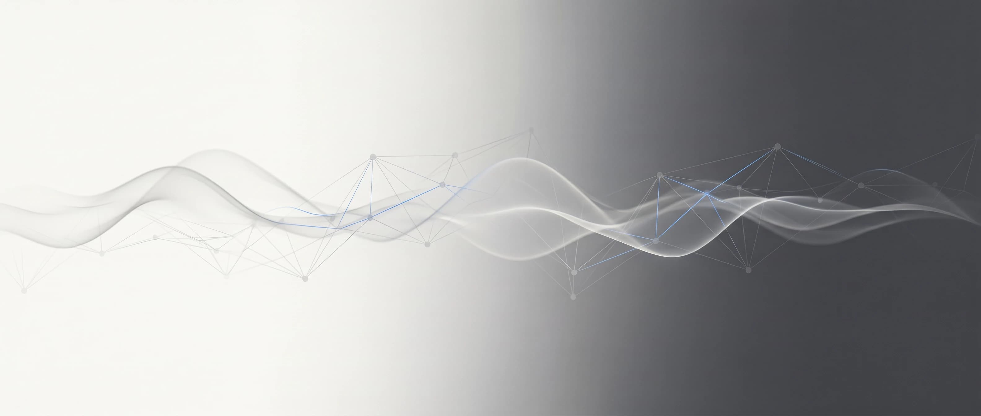 Abstract editorial banner with flowing neural-network lines
