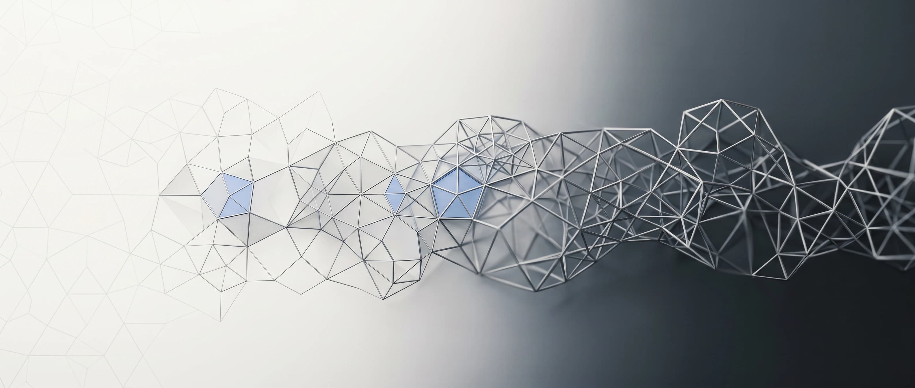 Abstract editorial banner of interlocking lattice geometry
