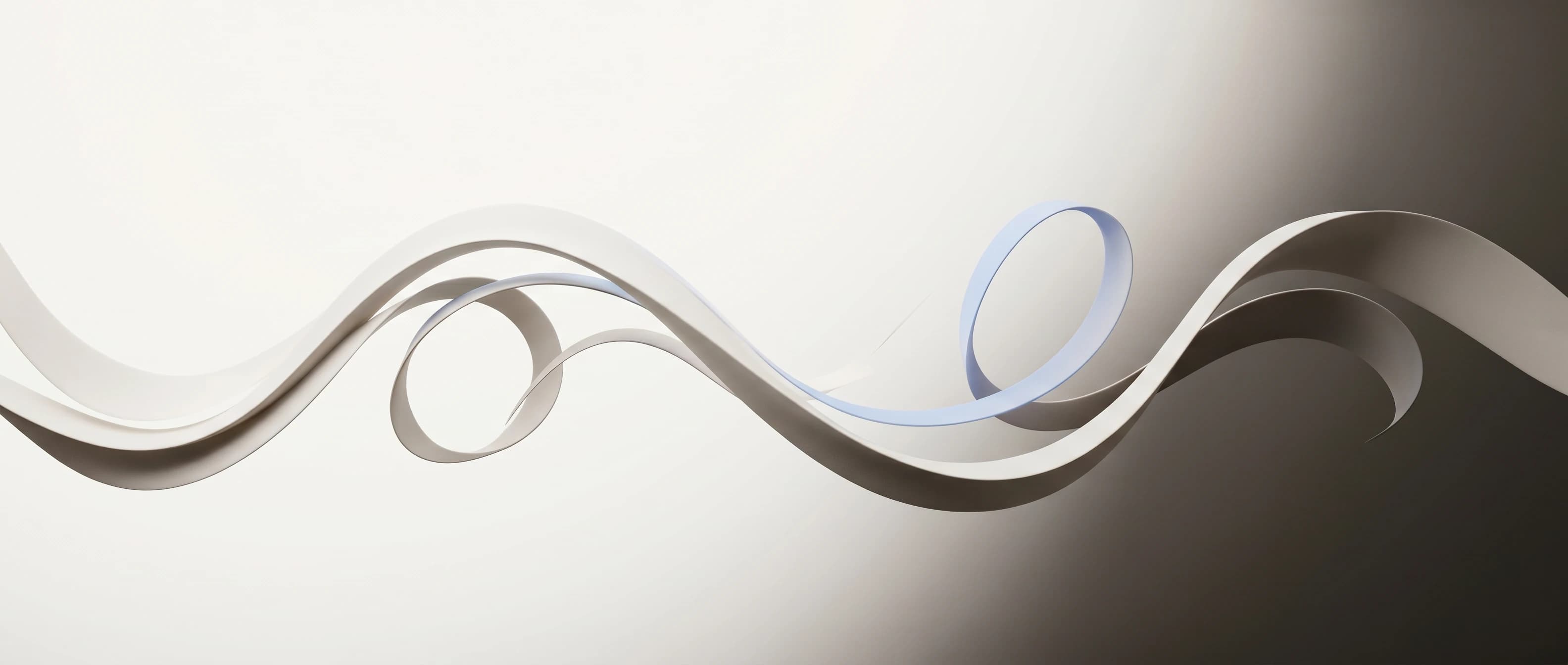 Abstract editorial banner of soft flowing ribbon-like curves