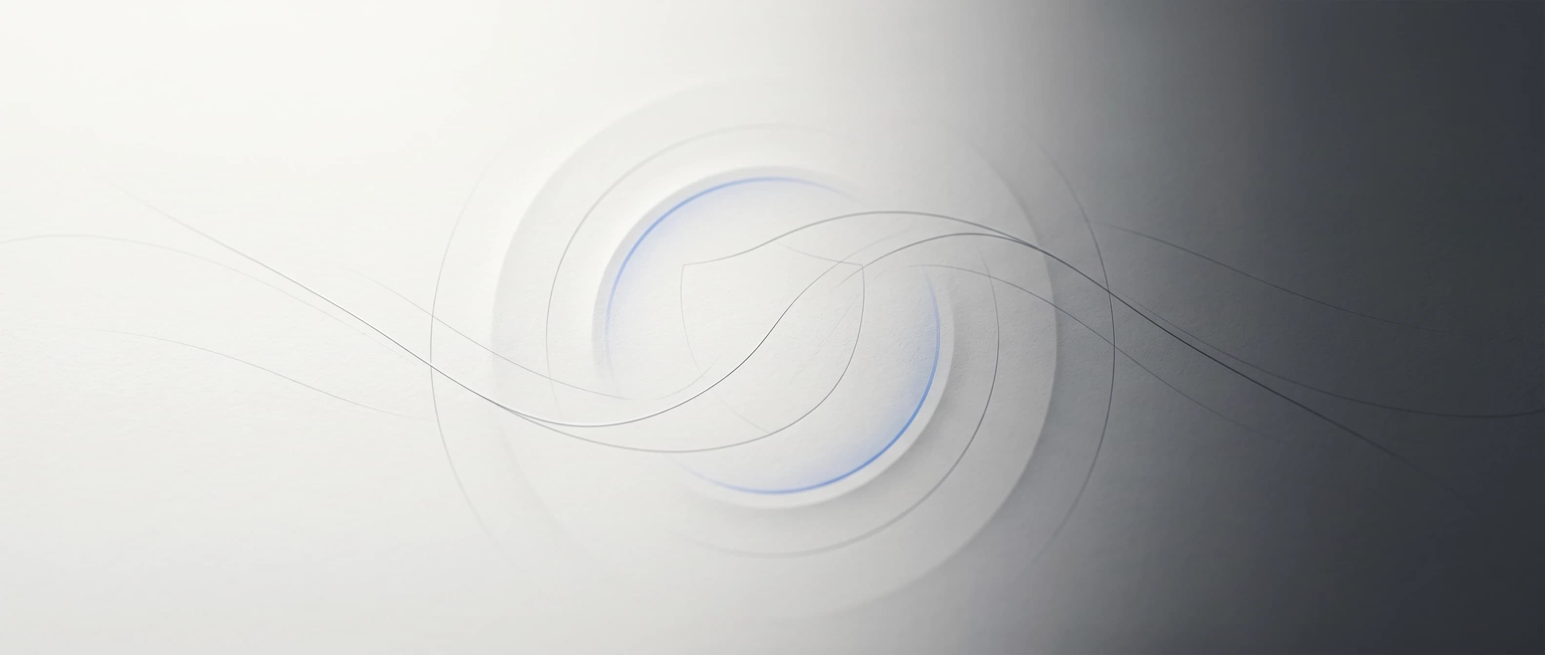 Abstract editorial banner of soft concentric arcs