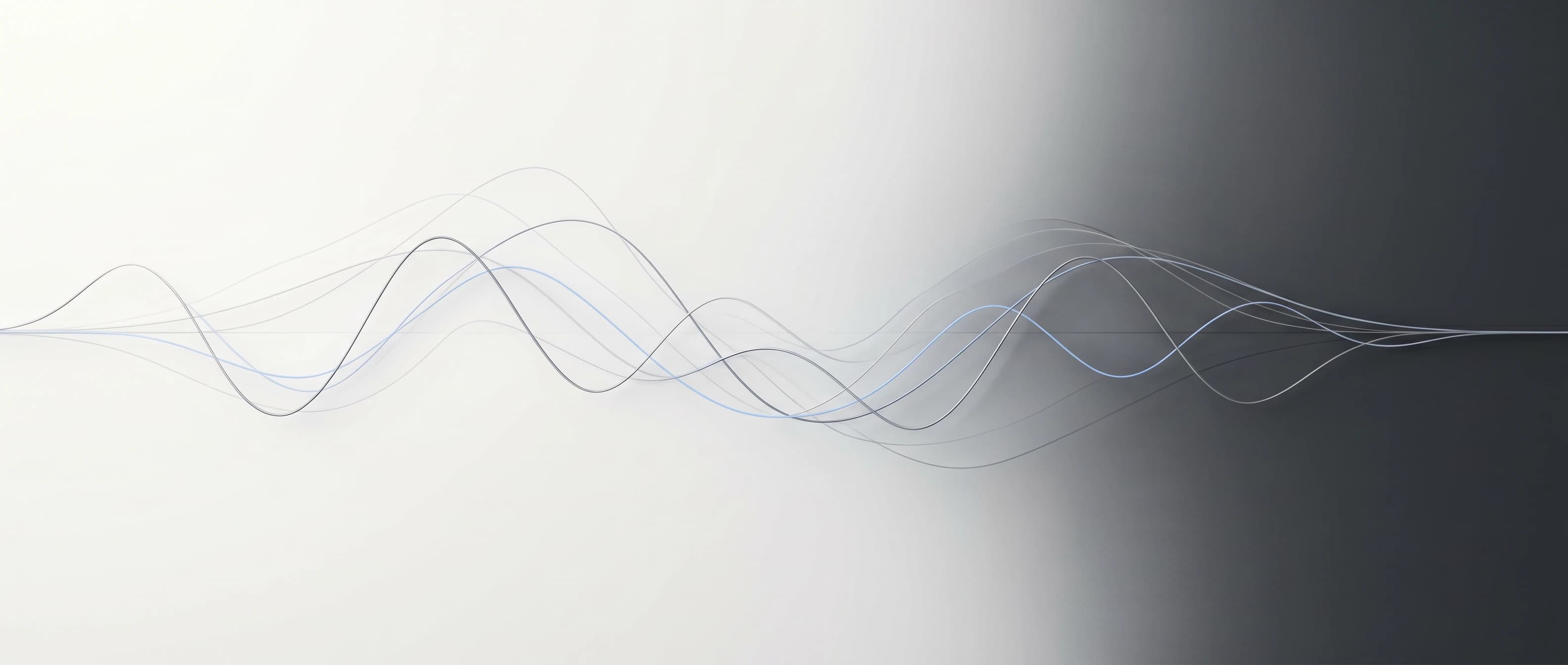 Abstract editorial banner of layered signal waveforms