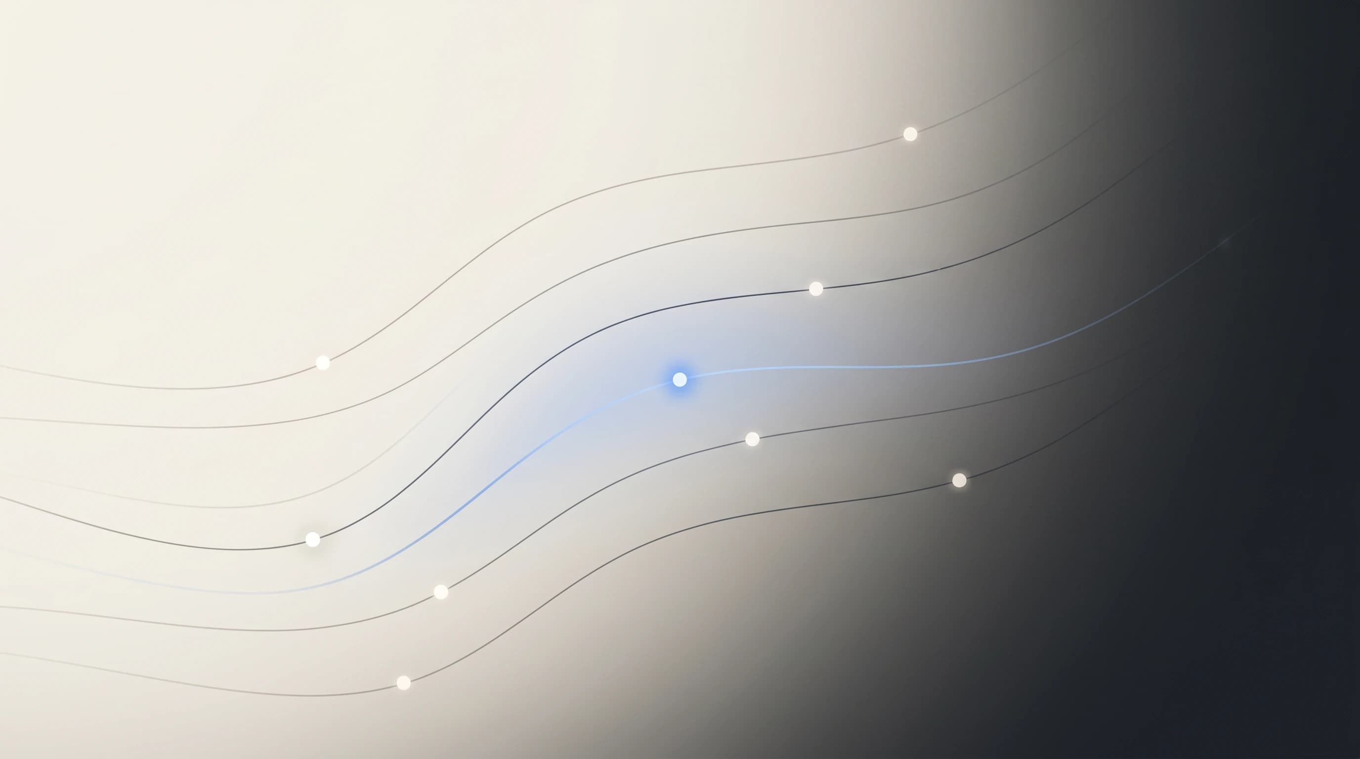 Abstract editorial banner of horizontal pace curves and waypoints
